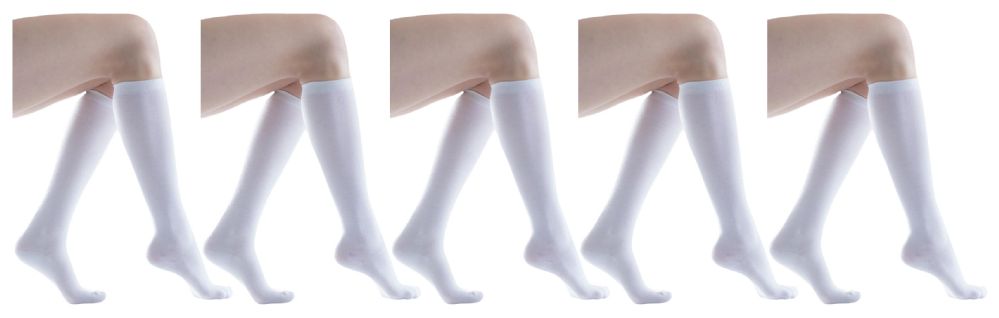 6 pairs of Yacht & Smith 90% Cotton White Knee High Socks For Girls