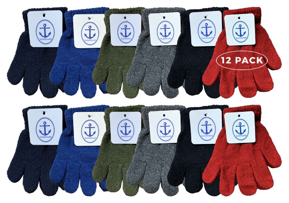 12 Pairs of Yacht & Smith Kids Warm Winter Colorful Magic Stretch Gloves Ages 2-5