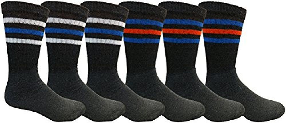 6 Wholesale 6 Pairs Crew Socks For Men, Cotton Athletic Sports Casual Sock By Wsd (black)