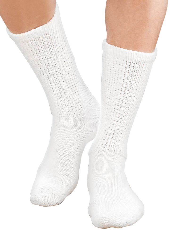 6 Pairs of Yacht & Smith Women's Cotton Diabetic NoN-Binding Crew Socks - Size 9-11 White