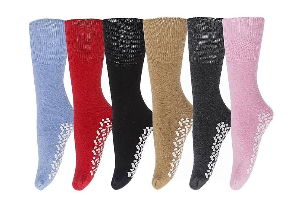 6 pairs of Yacht & Smith Women's Thermal NoN-Slip Tube Socks, Gripper Bottom Socks