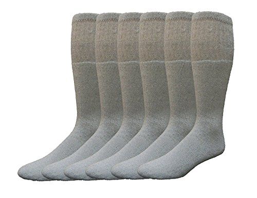 6 Pairs of Yacht & Smith Men's Cotton 28" Inch Terry Cushioned Athletic Gray Tube Socks Size 10-13
