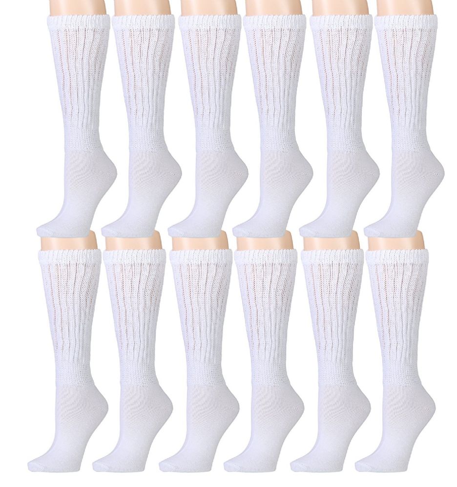Yacht And Smith Slouch Socks For Women Extra Heavy Slouch Ladies Cotton Boot Socks Solid White 1292