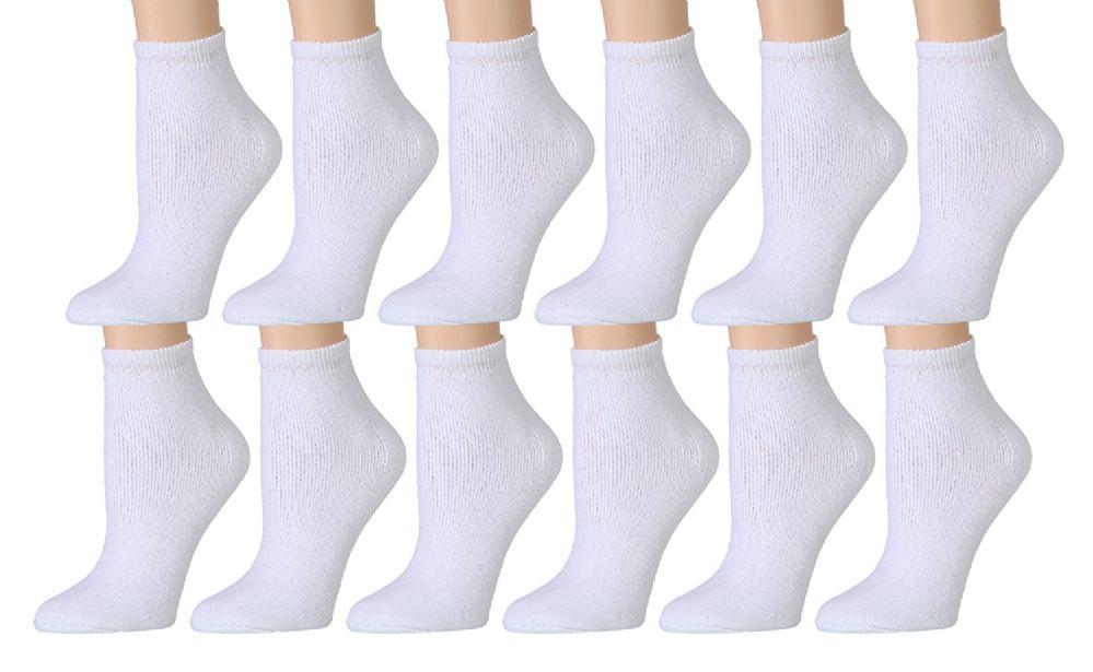 12 Pairs Yacht & Smith Kids Cotton Quarter Ankle Socks In White Size 4-6 - Boys Ankle Sock