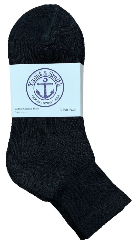 6 Pairs Yacht & Smith Women's Cotton Ankle Socks Black Size 9-11 - Womens Ankle Sock