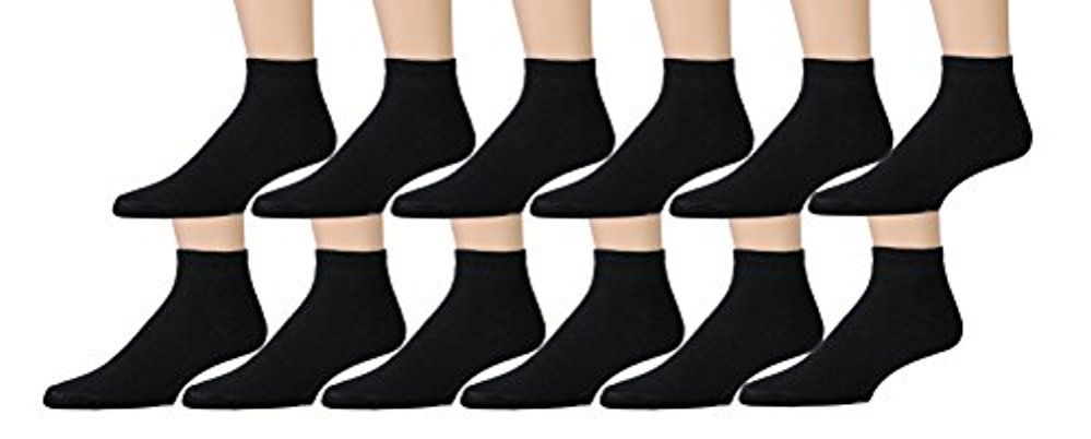 12 Pairs of Yacht & Smith Men's Loose Fit NoN-Binding Cotton Diabetic Ankle Socks Black King Size 13-16