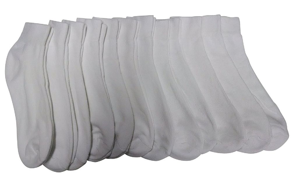12 Pairs Yacht & Smith Kids Cotton Quarter Ankle Socks In White Size 6-8 - Girls Ankle Sock