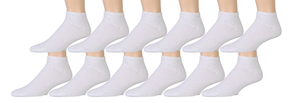 12 Wholesale Men Cotton Ankle Socks Solid White