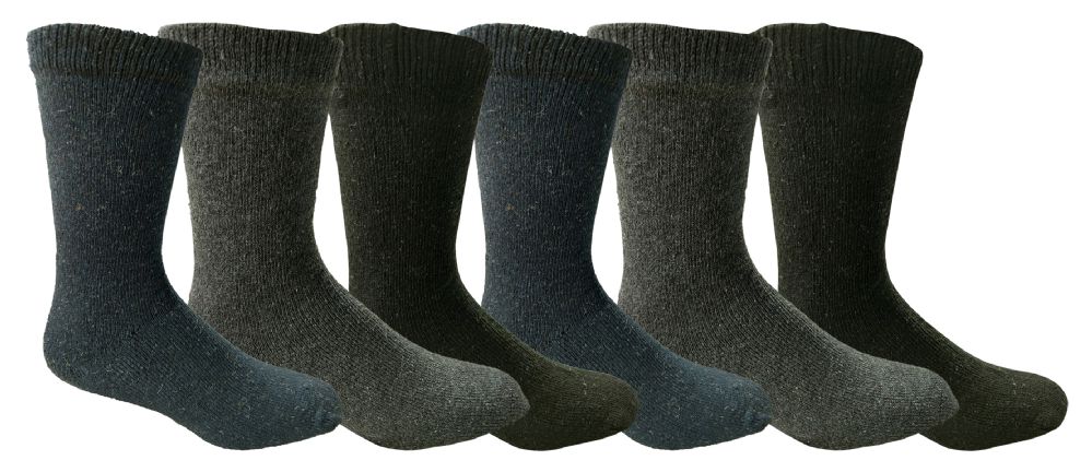 6 Pairs of Yacht & Smith Men's Cotton Assorted Colored Thermal Crew Socks