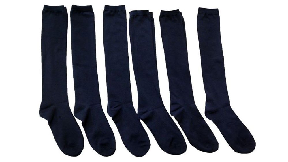 6 Pairs of Yacht & Smith Girls Knee High Socks, Solid Colors Navy
