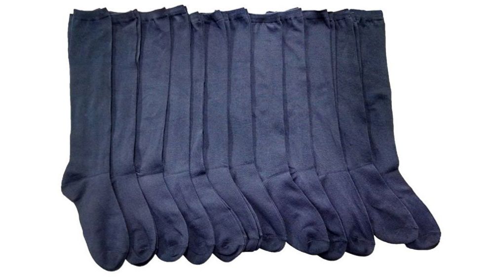 12 pairs of Yacht & Smith Girls Knee High Socks, Solid Colors Navy