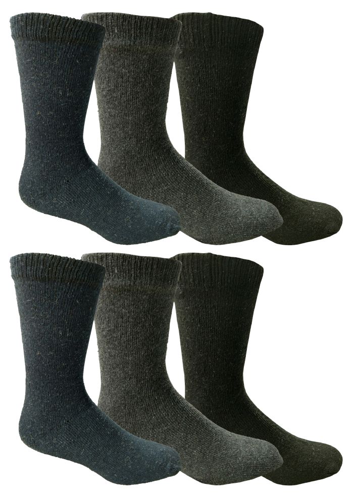 6 Pairs Yacht & Smith Men's Thermal Crew Socks, Cold Weather Thick Boot Socks Size 10-13 - Mens Crew Socks