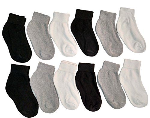 12 Pairs of Yacht & Smith Kid's White Quarter Ankle Socks Size 6-8
