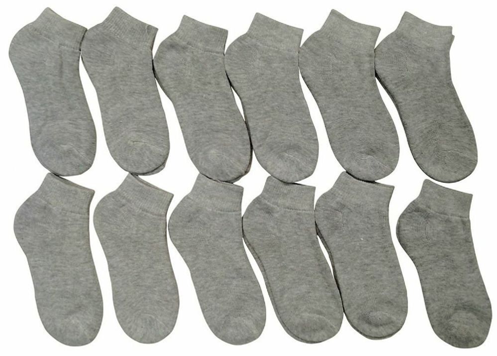 12 Pairs Yacht & Smith Kids Cotton Quarter Ankle Socks In Gray Size 4-6 - Boys Ankle Sock