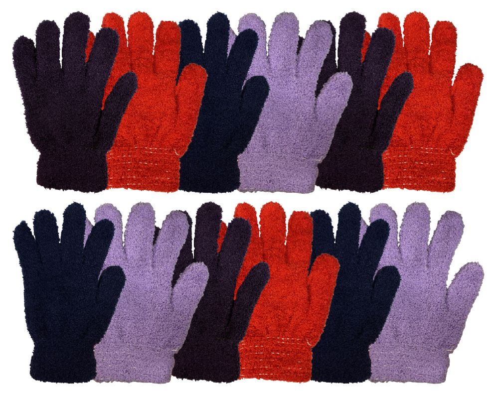 12 Pieces of Yacht & Smith Women's Assorted Colored Warm & Fuzzy Winter Gloves