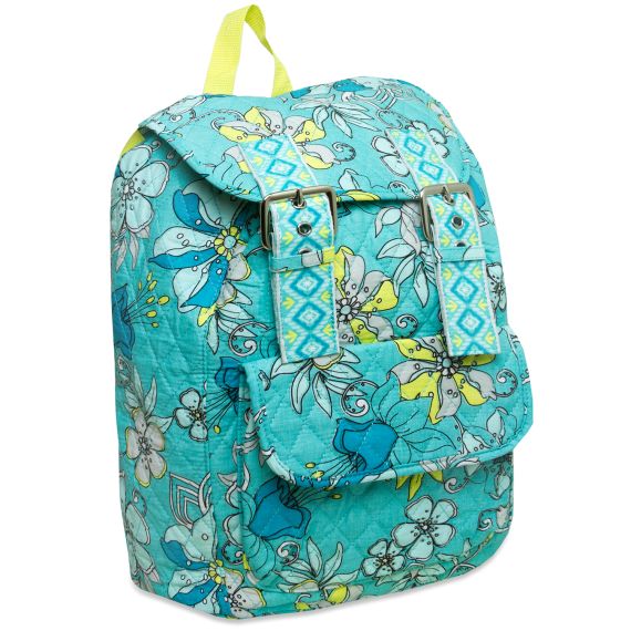 24 Pieces of 16 Inch Quilted Cotton Backpack - Floral Print