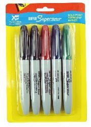 24 Pieces of Bold Point 5 Pack Colored Permanent Markers