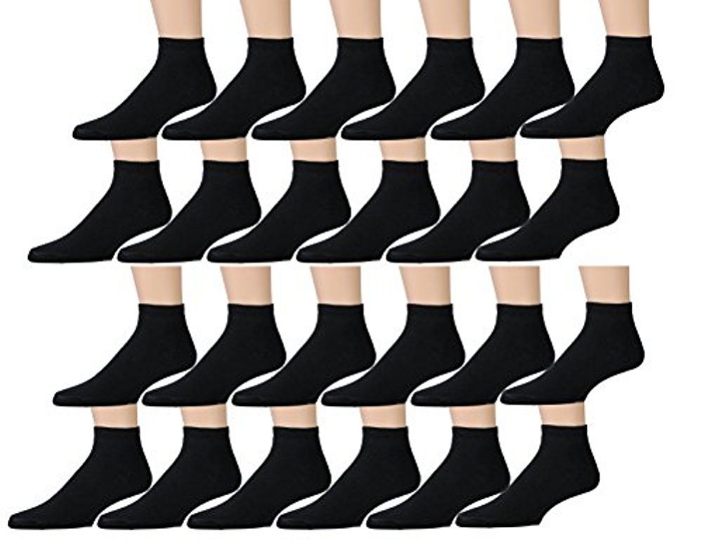 12 Pairs of Yacht & Smith Kid's Black Quarter Ankle Socks - Size 4-6