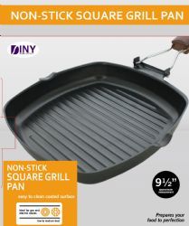 10 Pieces of Non Stick Square Grill Pan With Folding Handle Kitchen Bbq Camping