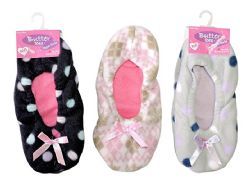 Wholesale Footwear 3 Pair Value Pack Ladies Butter Toes Slipper Sock NoN-Slip Booties