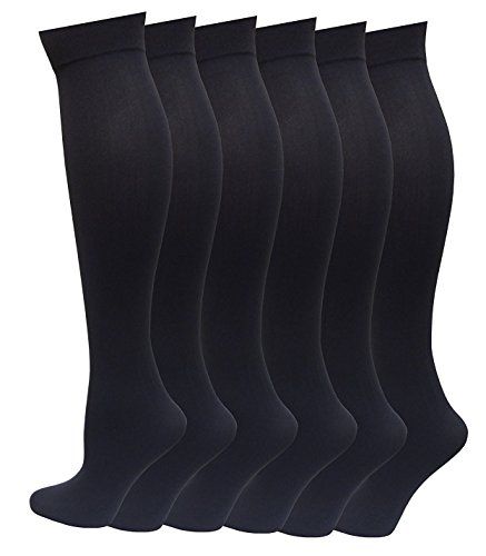 6 Pairs of 6 Pairs Pack Women Knee High Trouser Socks Opaque Stretchy Spandex (many Colors) (dark Gray)