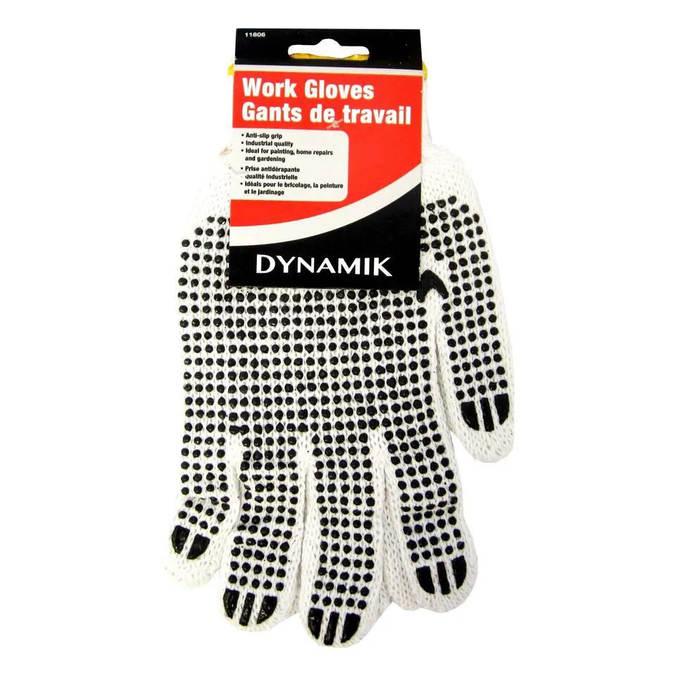 144 Pairs Dot Non-Slip Cloth Work Gloves LARGE 
