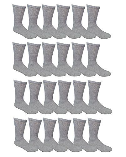 24 Pairs Yacht & Smith Men's Cotton Crew Socks Gray Size 10-13 - Mens Crew Socks