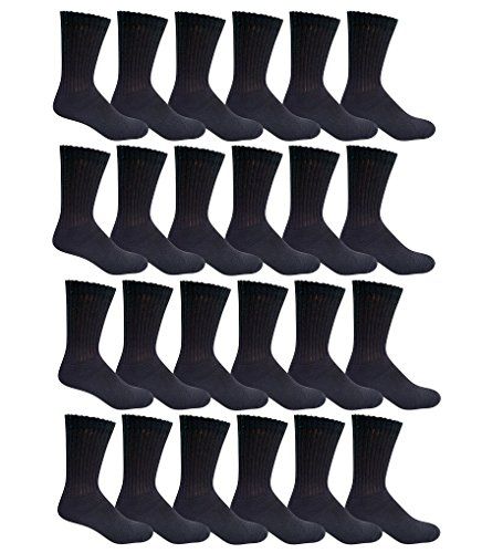 24 Wholesale Yacht & Smith Kids Cotton Crew Socks Black Size 6-8