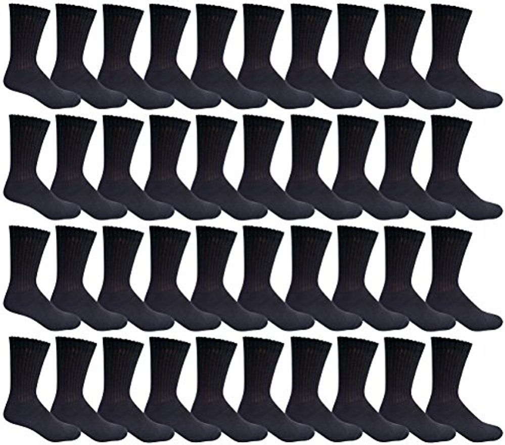 48 Pairs Yacht & Smith Women's Cotton Crew Socks Black Size 9-11 - Womens Crew Sock
