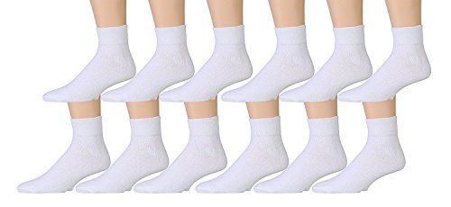 12 Pairs Yacht & Smith Women's Cotton Ankle Socks White Size 9-11 - Womens Ankle Sock