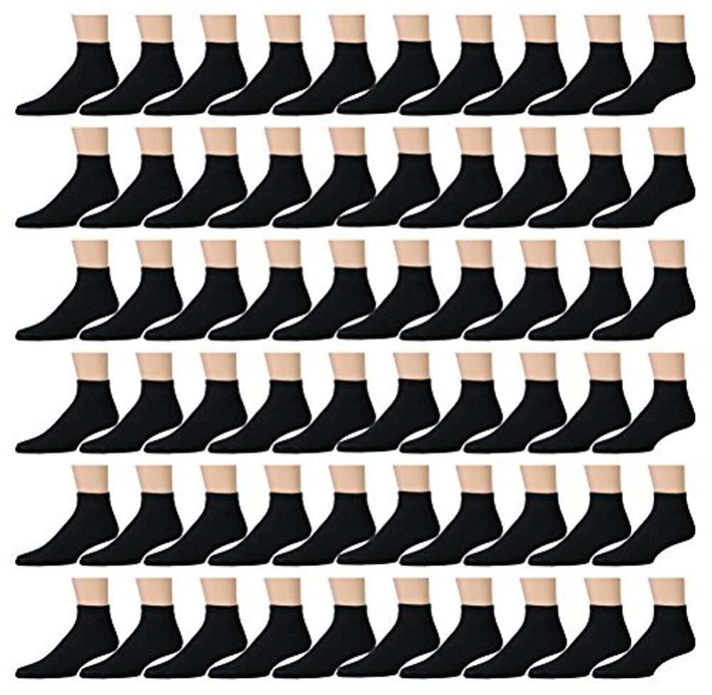 180 Pairs Yacht & Smith Kids Cotton Quarter Ankle Socks In Black Size 4-6 - Boys Ankle Sock