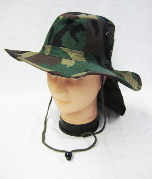 24 Pieces Men's Cowboy Fishing Safari Boonie Hat In Camo Green Cowboy