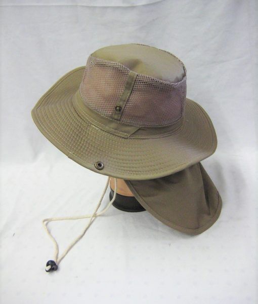 24 Pieces Mens Net Boonie Hiker /fisher Hat In Khaki - Cowboy