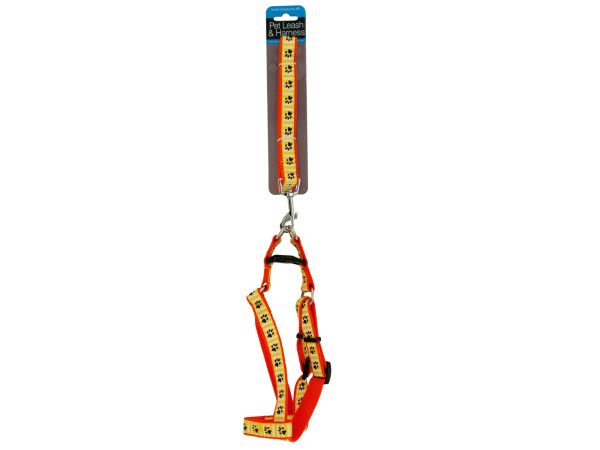 12 Pieces of Paw Print Dog Leash & Adjustable Harness