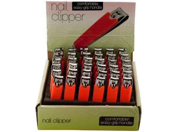 108 Pieces of Nail Clipper With Textured Handle Countertop Display
