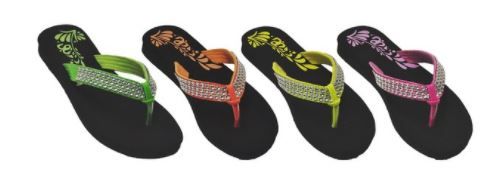 Wholesale Footwear Girls Assorted Color Flip Flops With Rhinestones