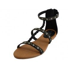 18 Wholesale Women's Braid Gladiator Sandals In Black