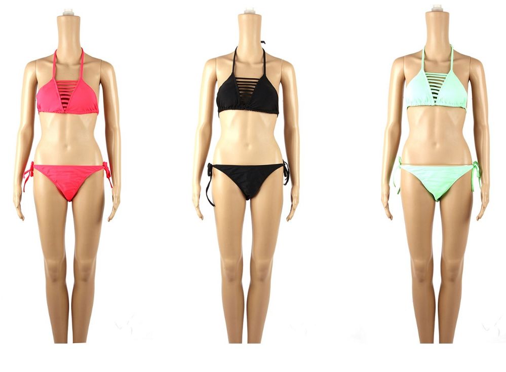 48 Pieces of Womans Assorted Solid Color 2 Piece Bathing Suit