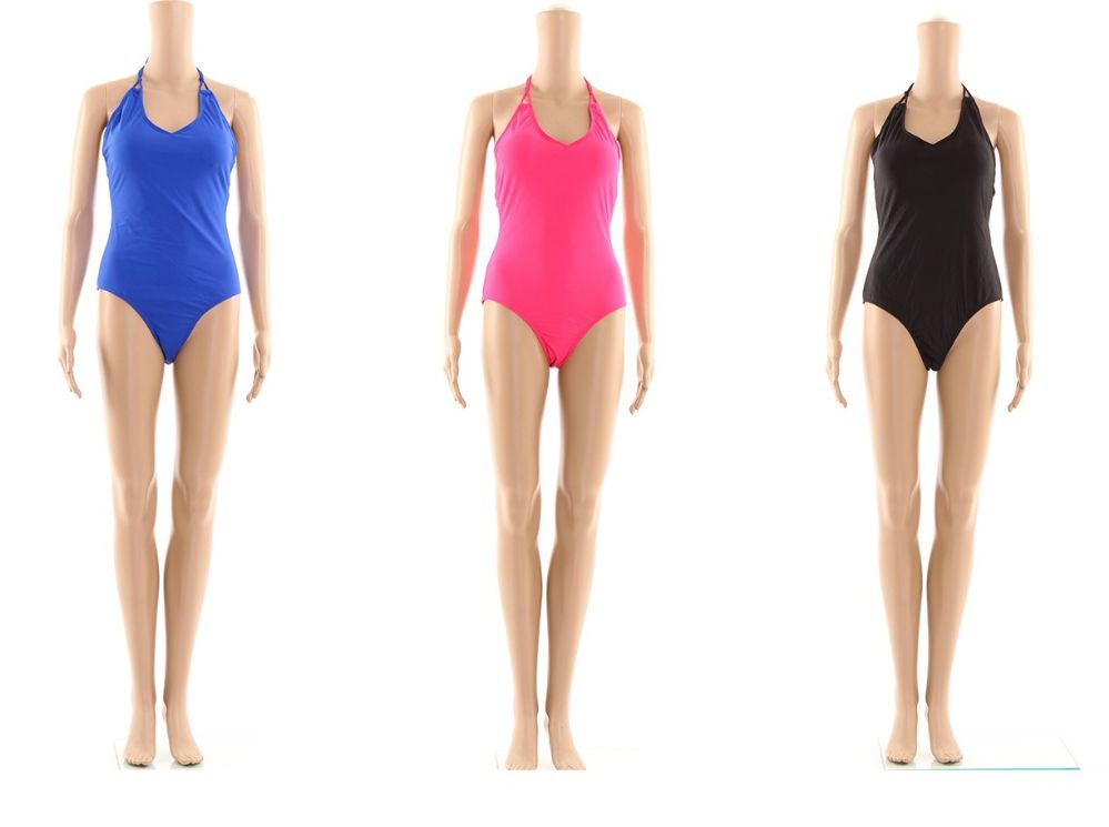48 Pieces of Womans Assorted Solid Colors 1 Piece Bathing Suit
