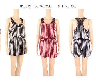 48 Pieces of Womens Fashion Striped Romper Assorted Size