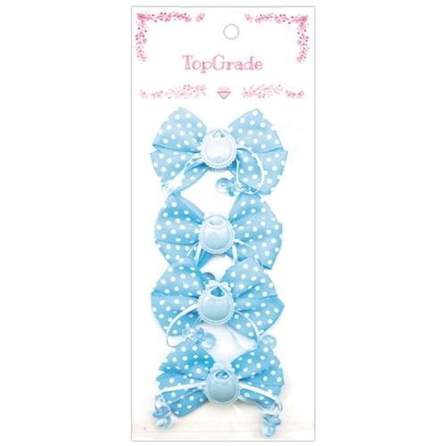 144 Pieces Four Piece Decorative Bow Baby Blue - Baby Shower