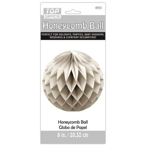96 Pieces Eight Inch Honeycomb Ball Grey - Party Center Pieces