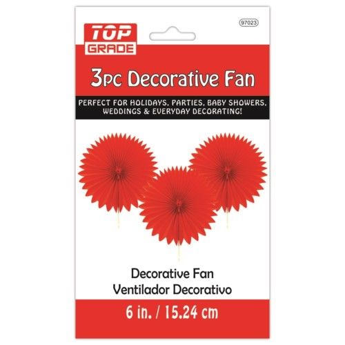 96 Wholesale Three Piece Decoration Fan Red