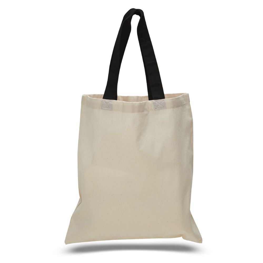 240 Wholesale 6 Ounce Cotton Canvas Tote With Contrasting HandleS-Black ...