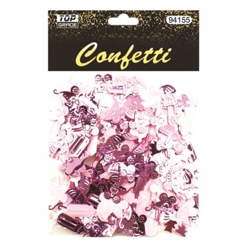 144 Pieces Confetti Bottle Carriage Pink - Baby Shower