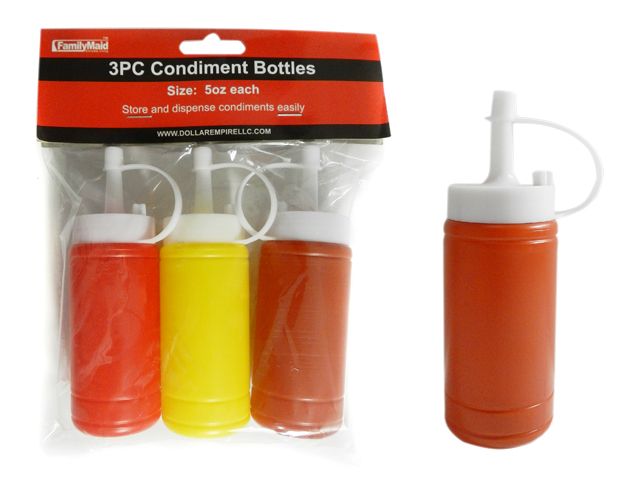 96 Pieces of 3pc Ketchup Condiment Squeeze Bottles