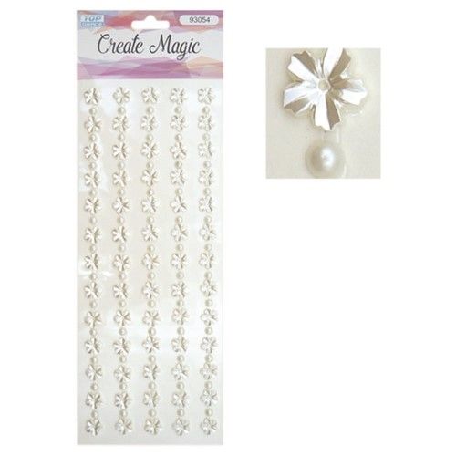 144 Pieces Craft Stickers Flower And Pearl - Craft Beads - at