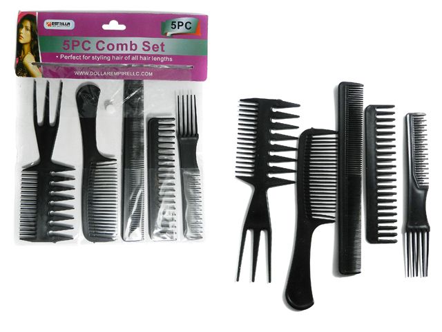 144 Wholesale 5pc Assorted Combs Set