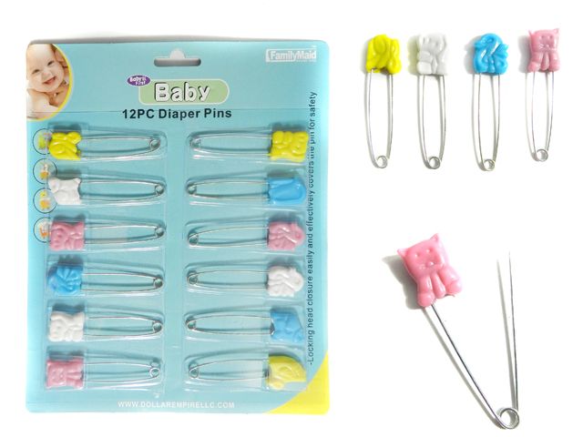 144 Wholesale 12 Piece Baby Diaper Pins - at 