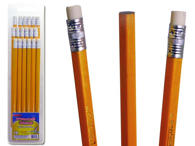 72 Wholesale 18pc PrE-Sharpened Hb Yellow Pencils